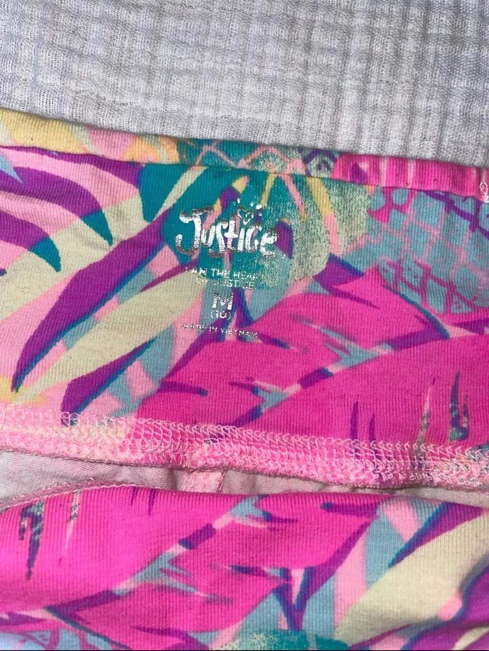 Justice Pink Multi Tropical Print Bike Shorts